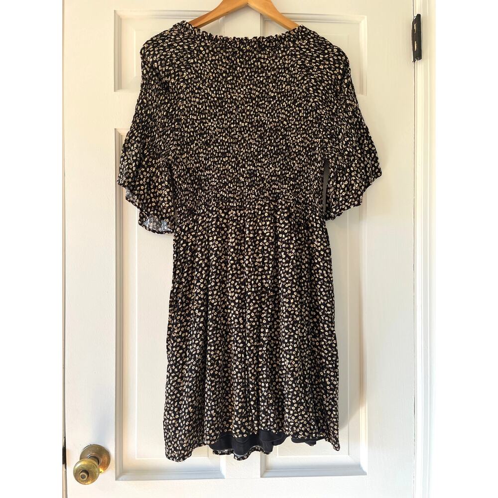 Bohme Moxie Smocked Floral Mini Dress Romantic Cottagecore Bell Sleeve S ✨ - Picture 6 of 9